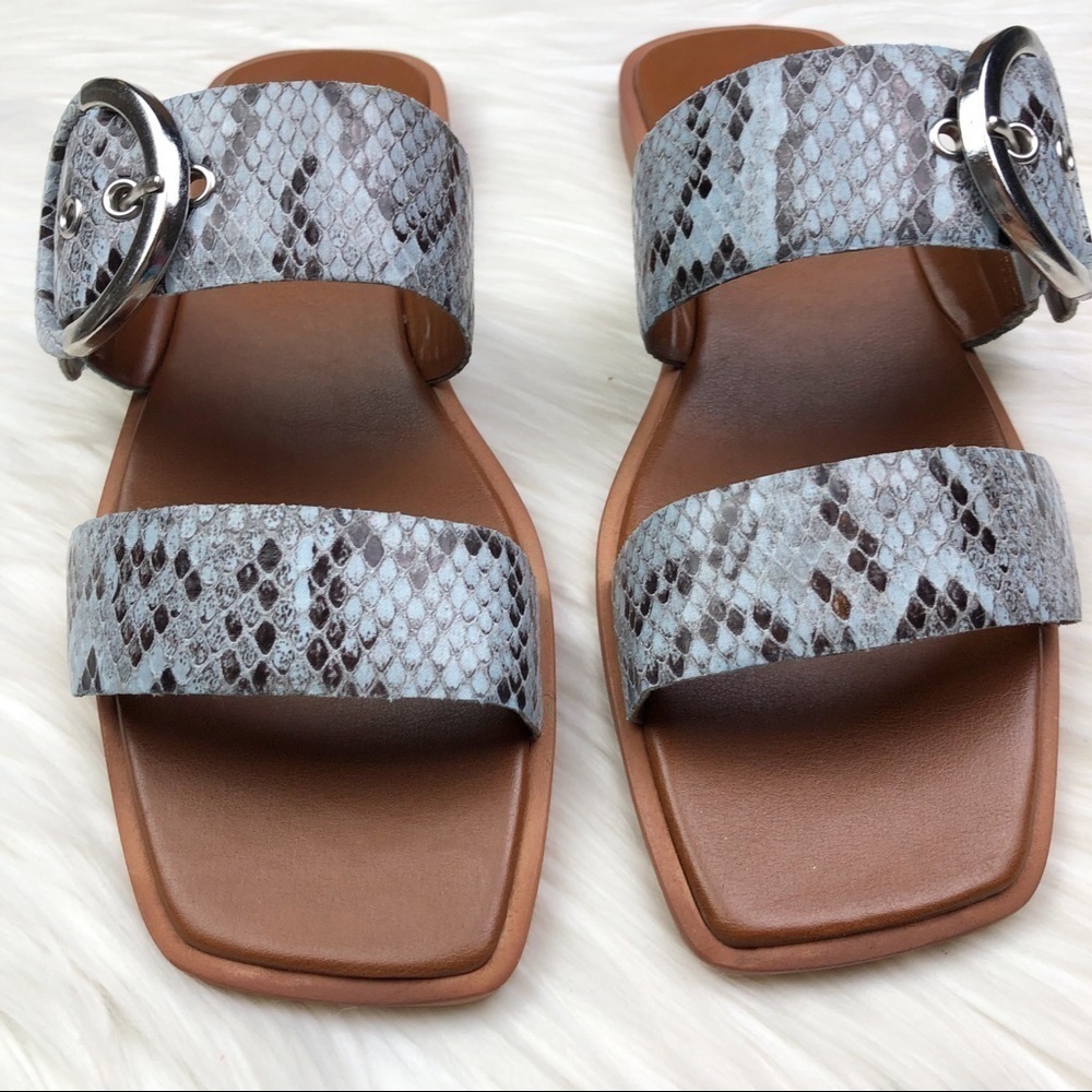 New Franco Sarto Merris Sandal in Snakeskin Light Blue Leather - Picture 3 of 10